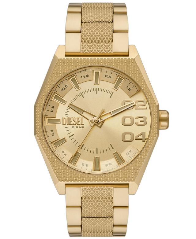 Diesel Mens Scraper Three-Hand Gold-Tone Stainless Steel Bracelet Watch Product Image