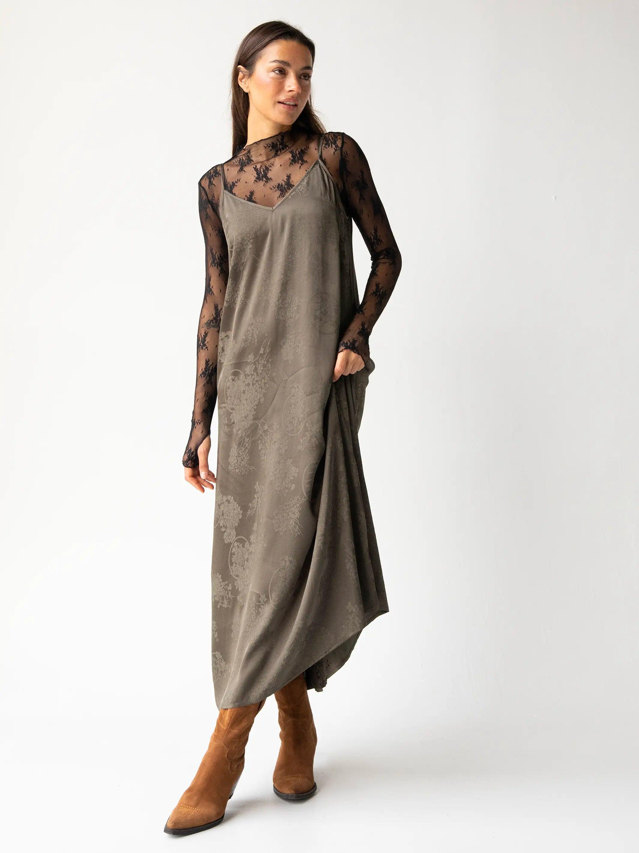 Gracie Slip Maxi Dress - Dark Olive Product Image