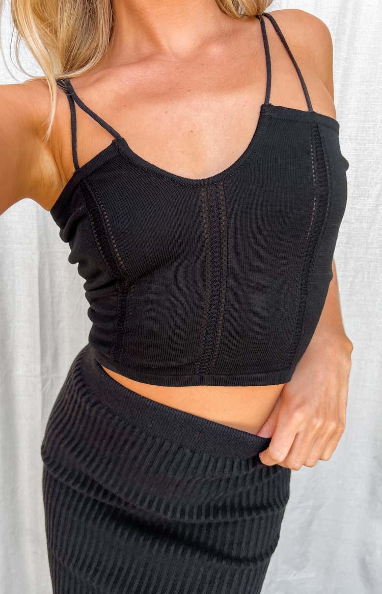 Chloe Black Knit Crop Top Product Image