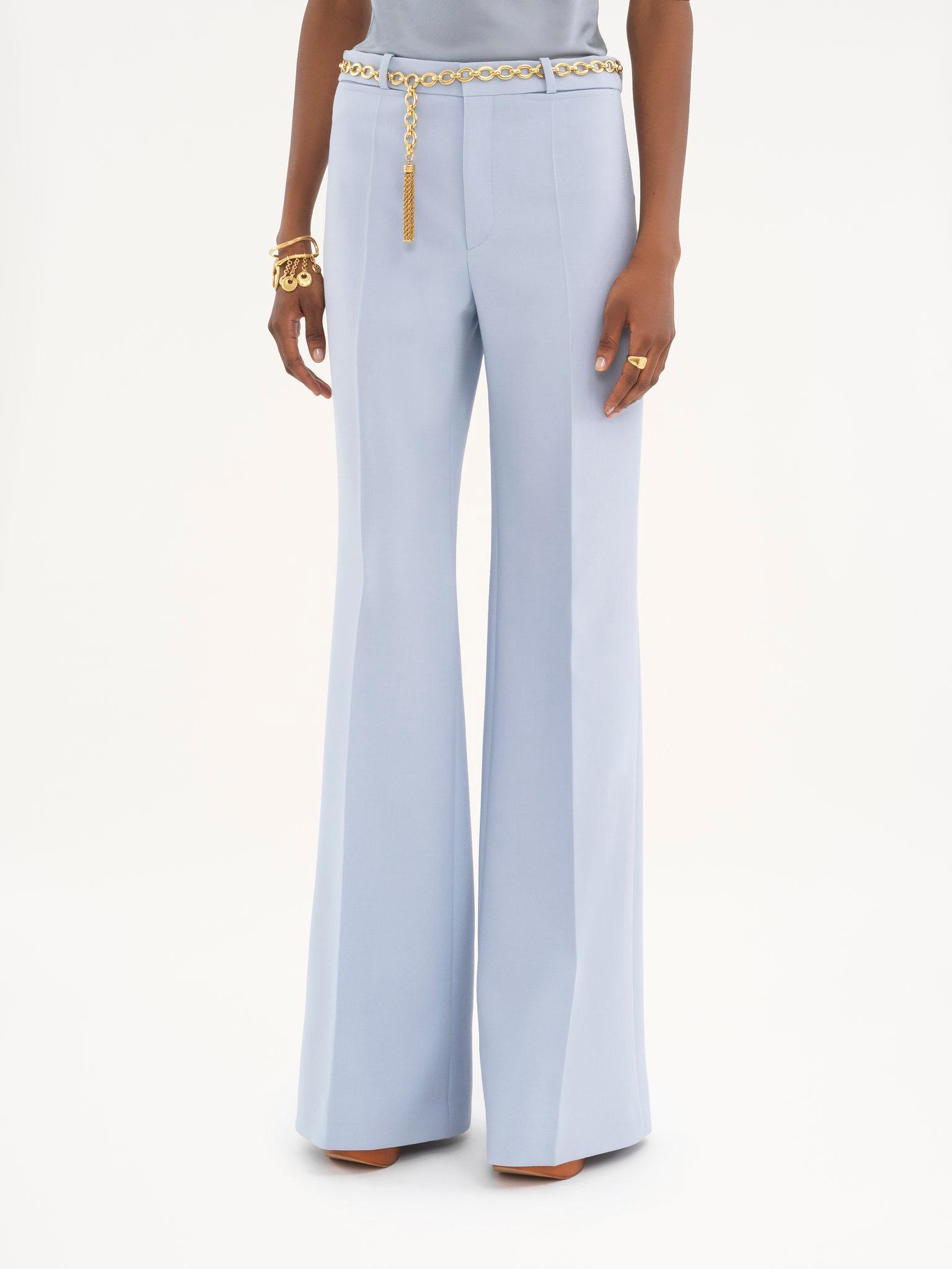 Flared tailored pants in wool crêpe Product Image