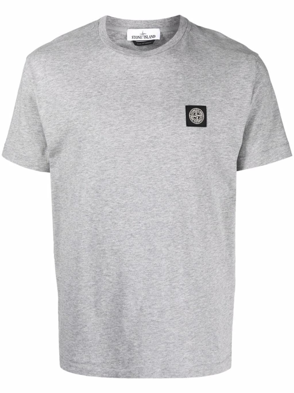 Logo-patch Cotton T-shirt In Grey Product Image