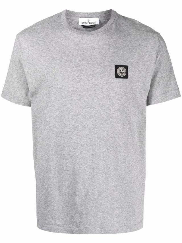 Logo-patch Cotton T-shirt In Grey Product Image