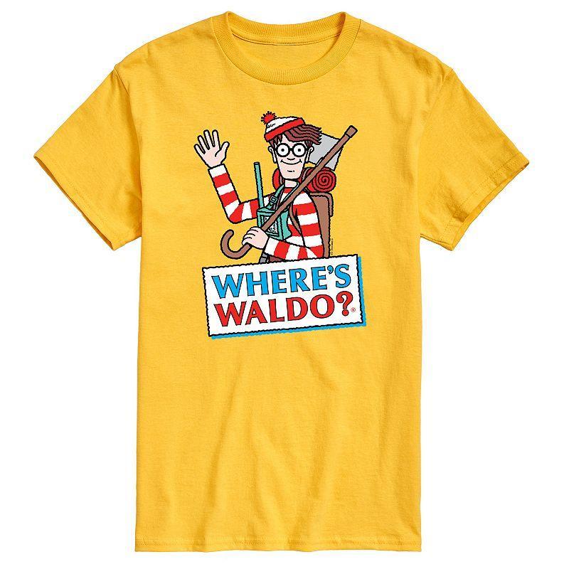 Mens Wheres Waldo Logo Graphic Tee Grey Military Green Product Image