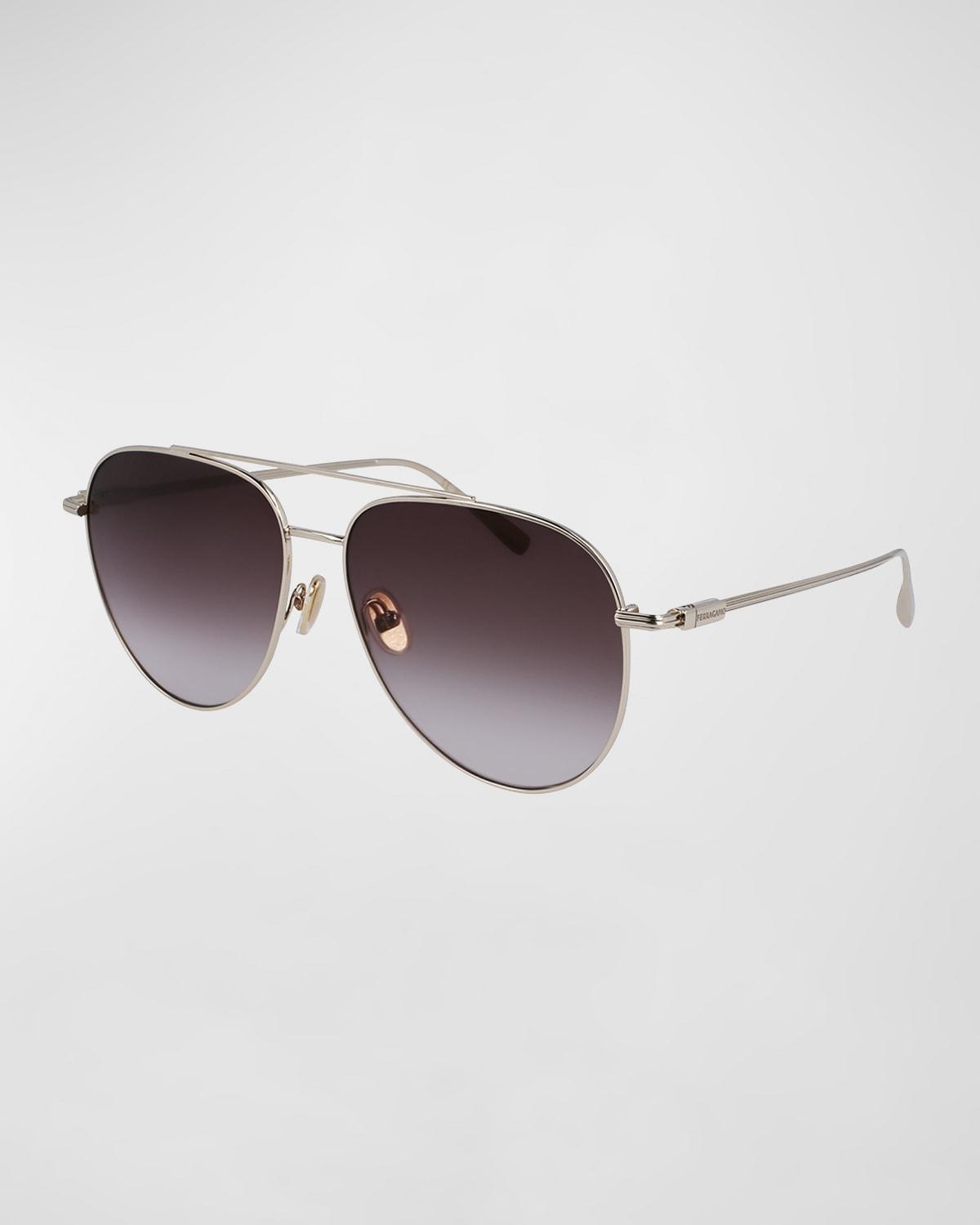 FERRAGAMO Gancini Evolution 61mm Aviator Sunglasses Product Image