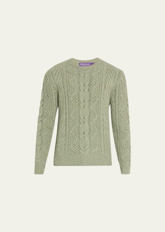 Mens Cable-Knit Cashmere Crewneck Sweater Product Image