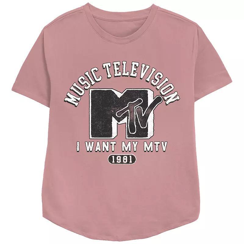 Womens MTV Music College Redux Relaxed Fit Graphic Tee, Girls Pink Product Image