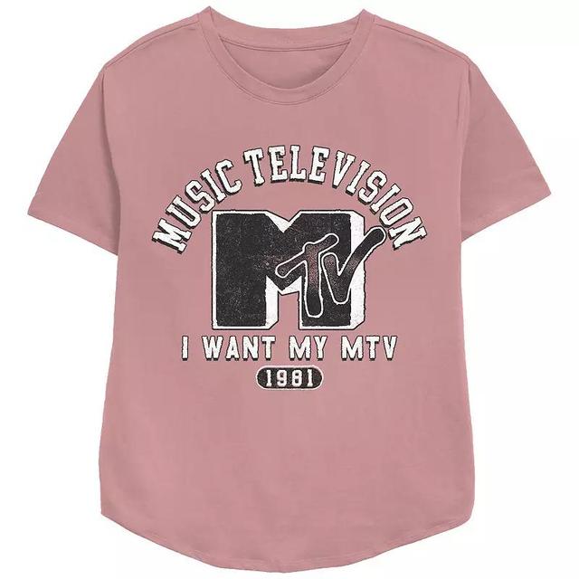 Womens MTV Music College Redux Relaxed Fit Graphic Tee, Girls Pink Product Image