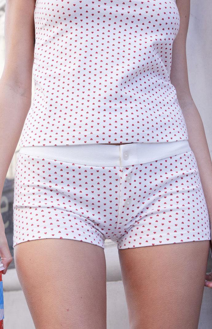 John Galt Womens Red Heart Print Pajama Boyshorts Product Image