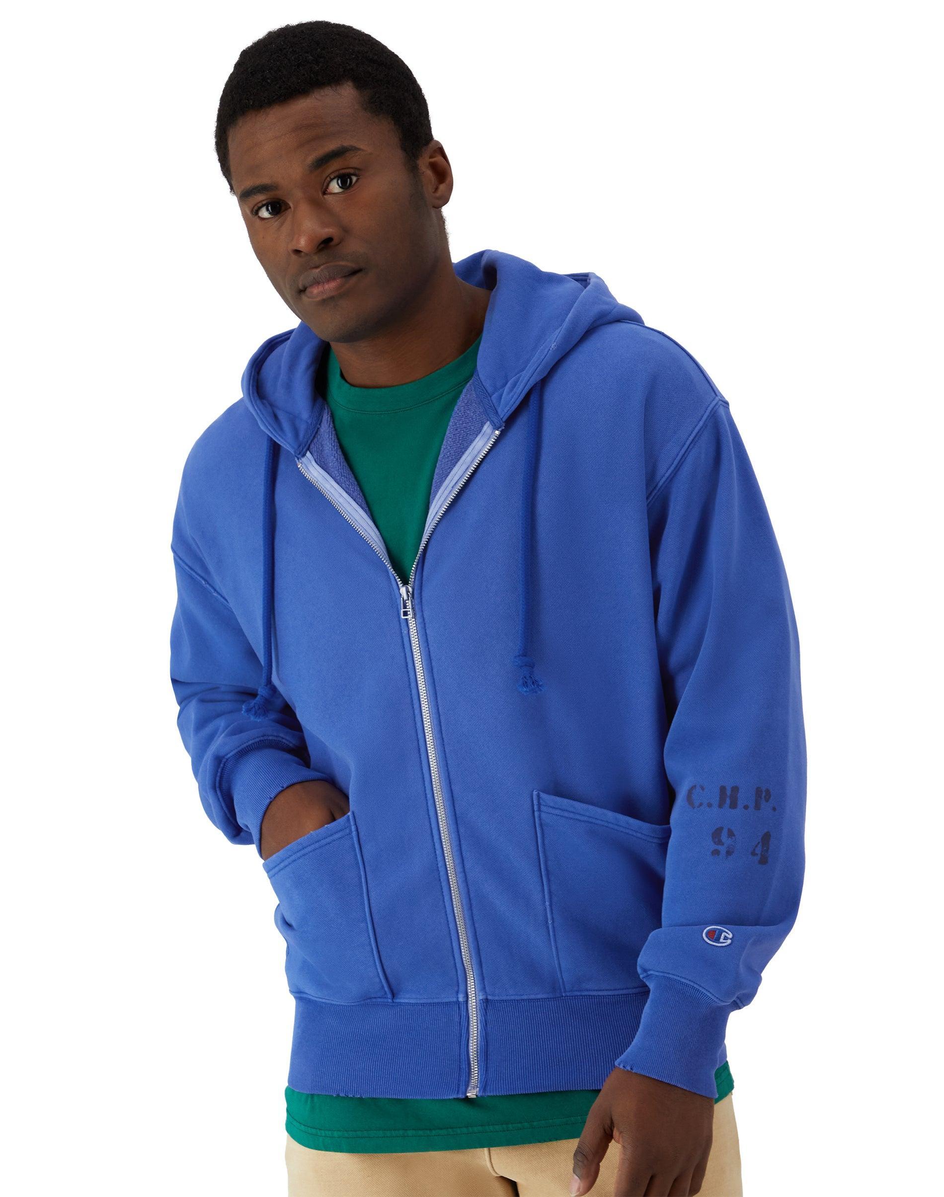 Mens Champion R-Chival Reverse Weave Full-Zip Hoodie, Ink Stamped Time Capsule Surf The Web XL Product Image