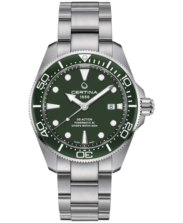 Certina Mens Swiss Automatic Ds Action Diver Stainless Steel Bracelet Watch 43mm - Green Product Image