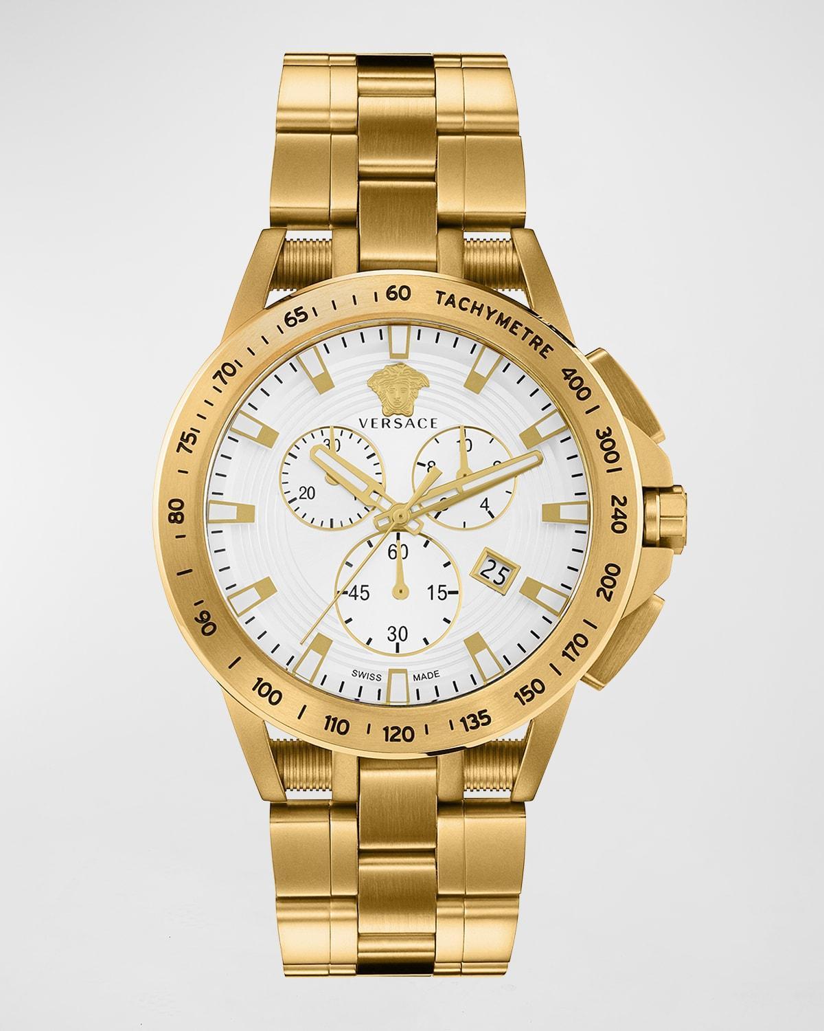 Mens Sport Tech IP Yellow Gold Chronograph Bracelet Watch Product Image