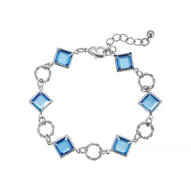 1928 Silver Tone Light Blue Crystal Bracelet, Womens Product Image