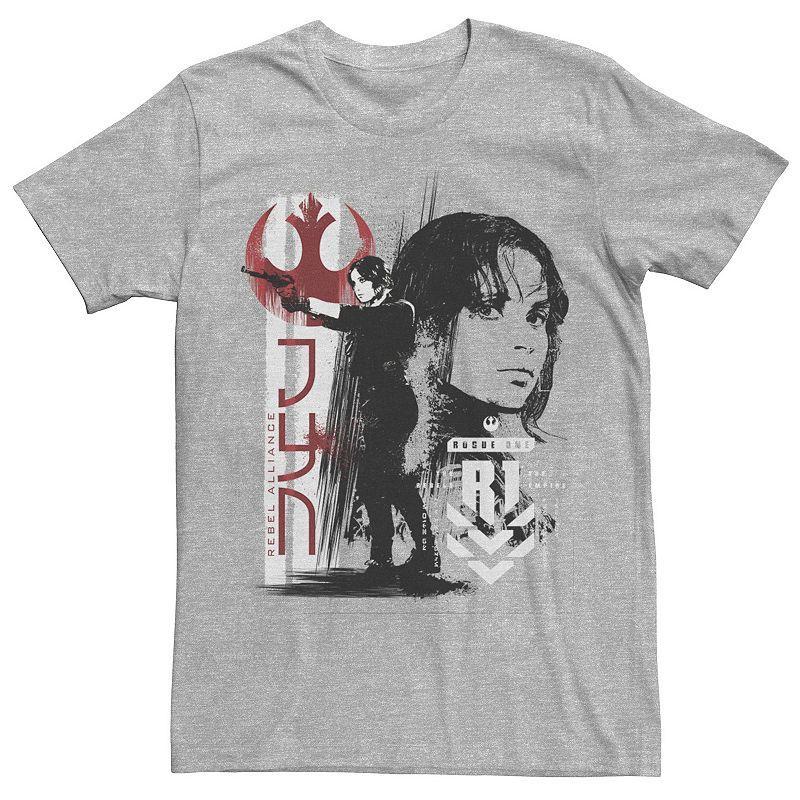 Mens Star Wars Rogue One Jyn Grunge Profile Tee Athletic Grey Product Image