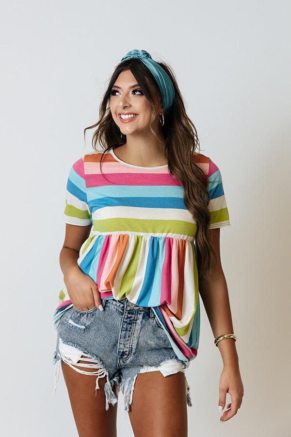 Southern Bay Stripe Babydoll Top Product Image