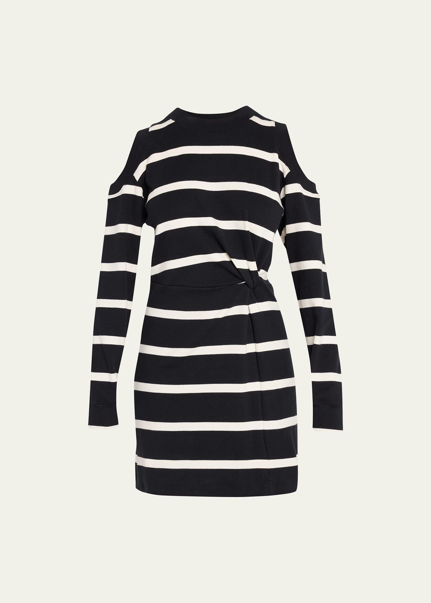 Shirley Cold-Shoulder Jersey Stripe Mini Dress Product Image