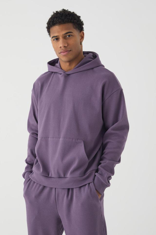 Oversized Boxy Heavy Ribbed Hoodie | boohooMAN USA Product Image