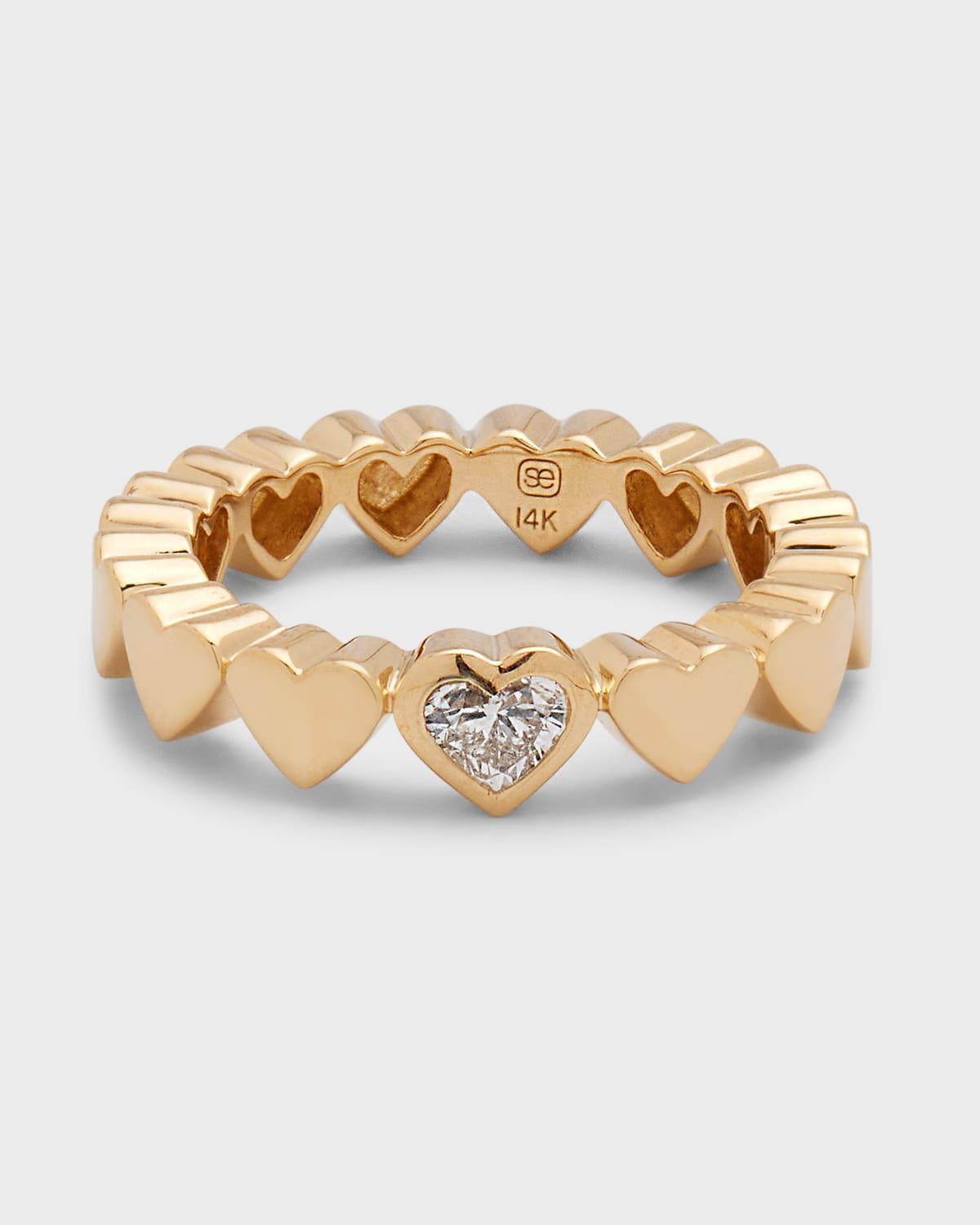 Womens Heart 14K Gold & Diamond Eternity Ring Product Image