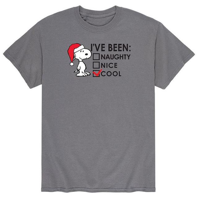 Mens Peanuts Snoopy Cool Christmas Tee Grey Product Image