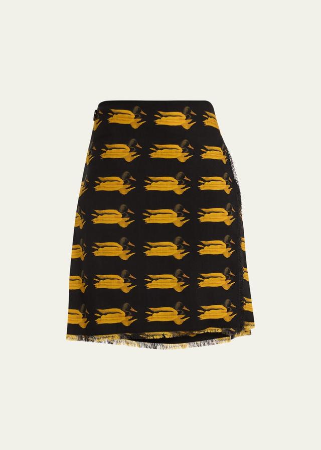 burberry Duck Print Pleated Wool Kilt Skirt Product Image