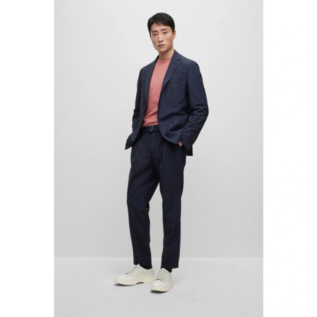 Navy Relaxed-fit Trousers In Dark Blue Product Image