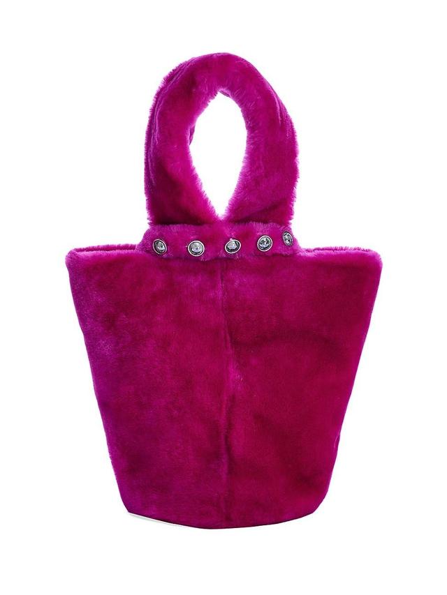 Womens Shearling Wristlet Bucket Bag Product Image