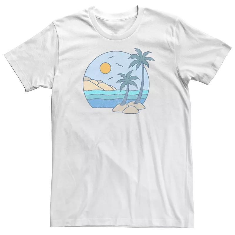 Big & Tall Palm Tree Beach Pastel Circle Portrait Tee, Mens Athletic Grey Product Image