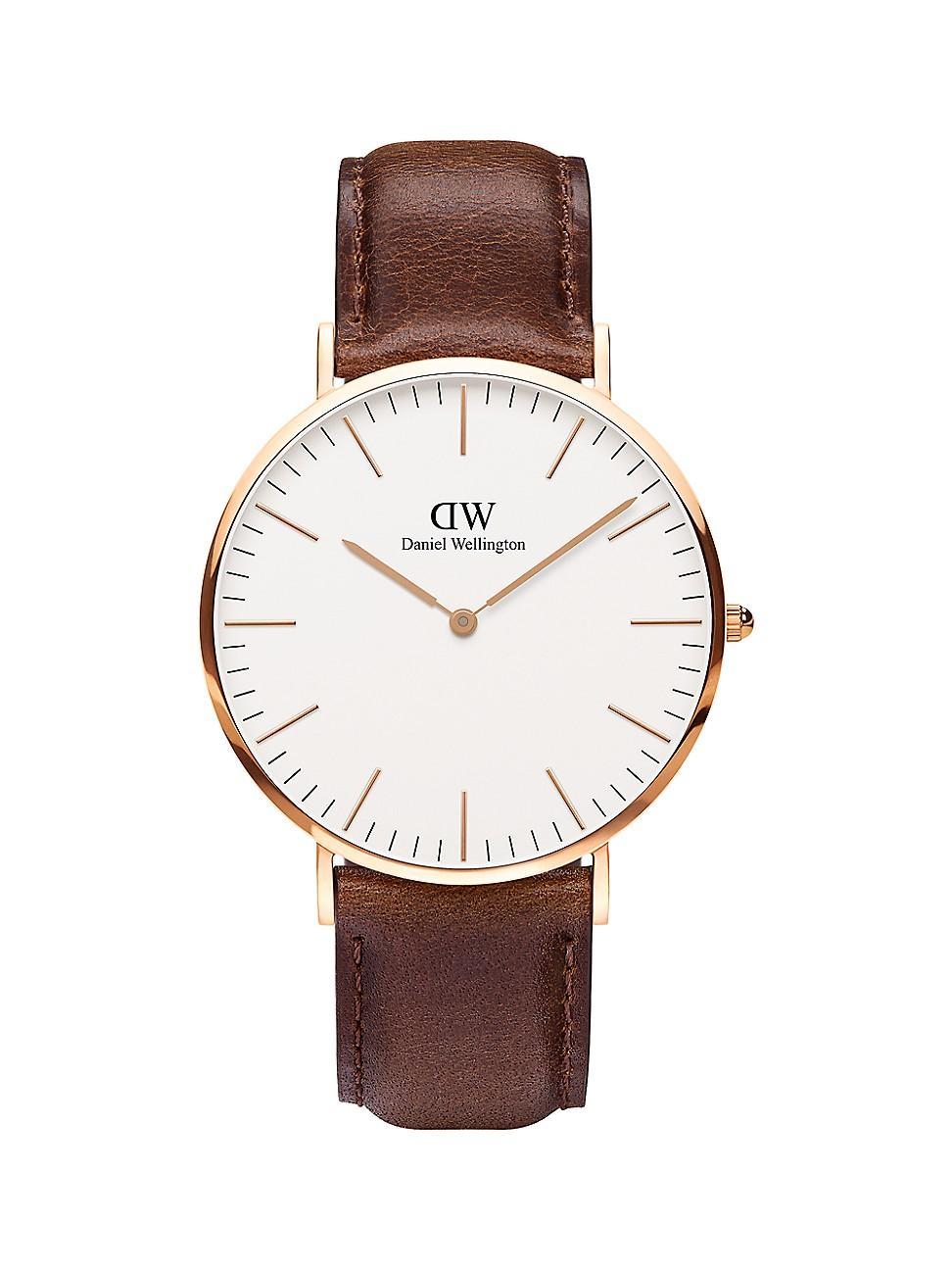 Daniel Wellington Mens Classic Brown Leather Watch 40mm Product Image