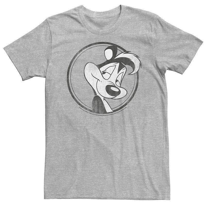 Mens Looney Tunes Pepe Le Pew Simple Portrait Tee Athletic Grey Product Image