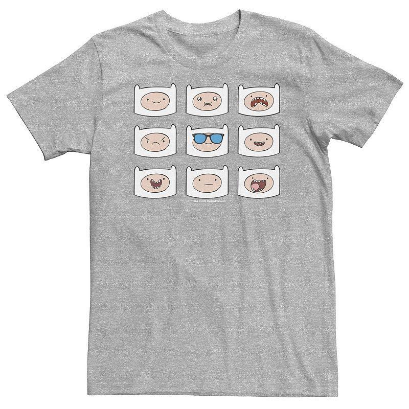 Big & Tall Adventure Time Finns Many Faces Grid Tee, Mens Athletic Grey Product Image