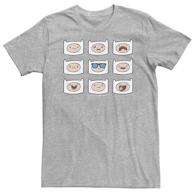 Big & Tall Adventure Time Finns Many Faces Grid Tee, Mens, Size: 3XL Tall, Med Grey Product Image