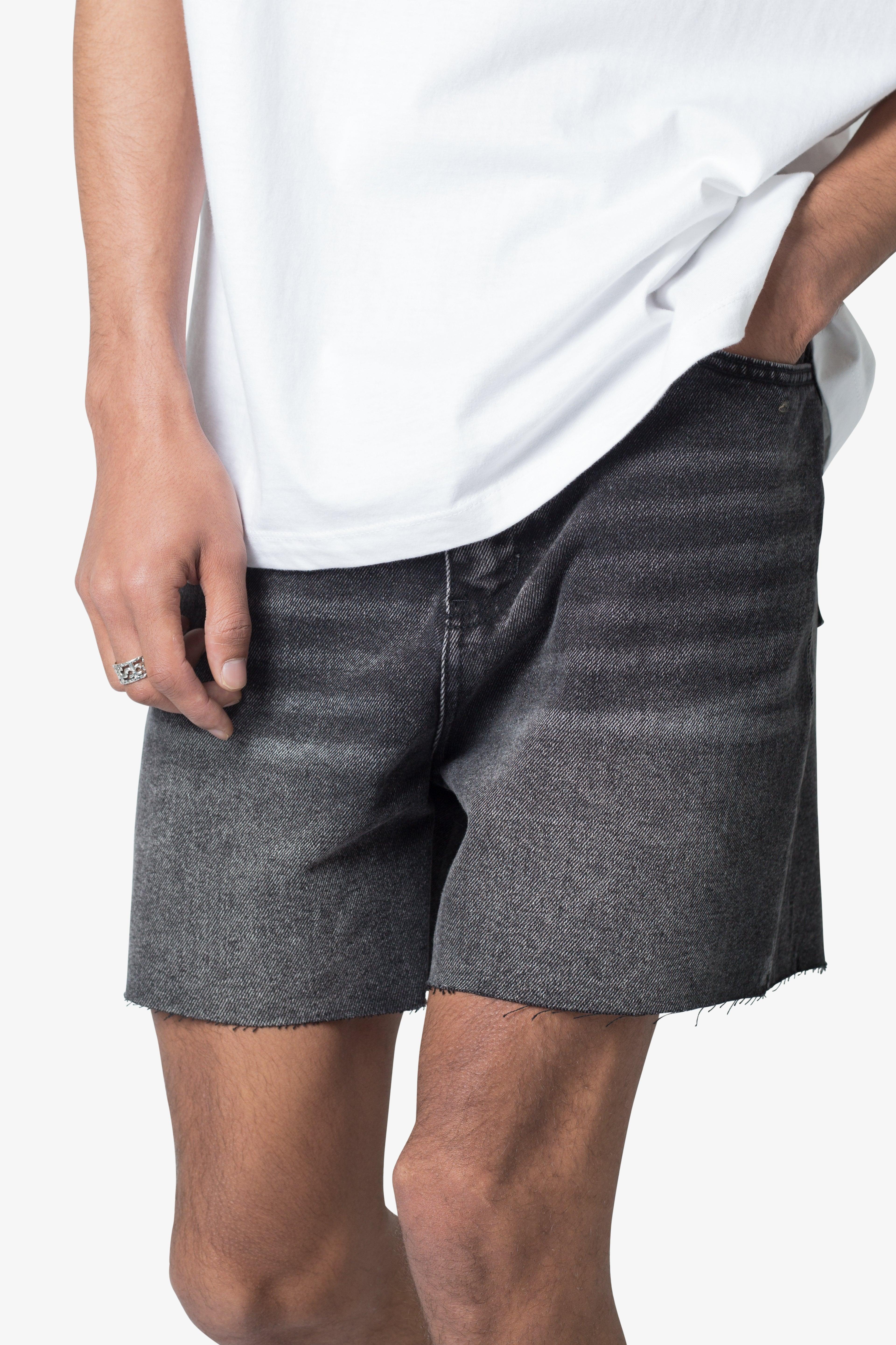 Cut Off Denim Shorts - Black Product Image