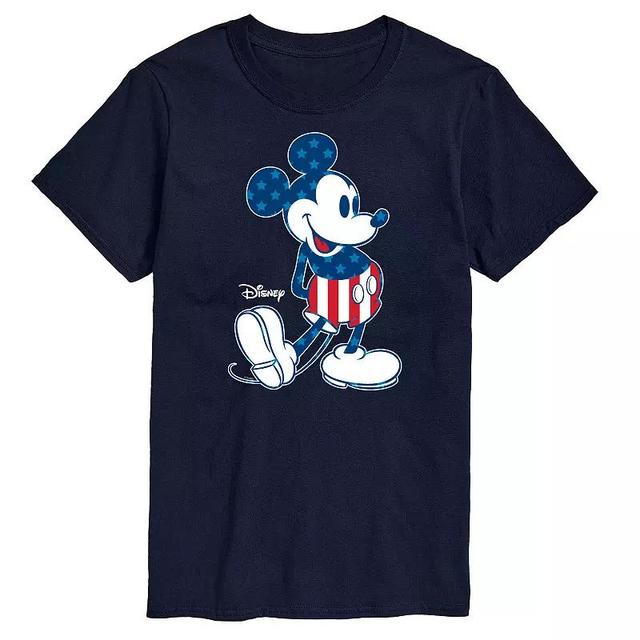 Disneys Mickey Mouse Mens Flag Graphic Tee Blue Product Image