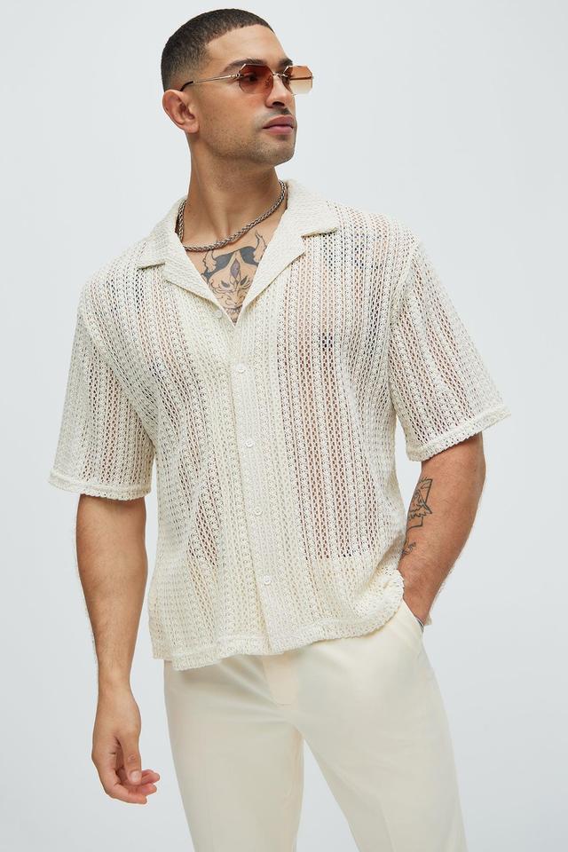 Atlas Textured Boxy Shirt - White Product Image