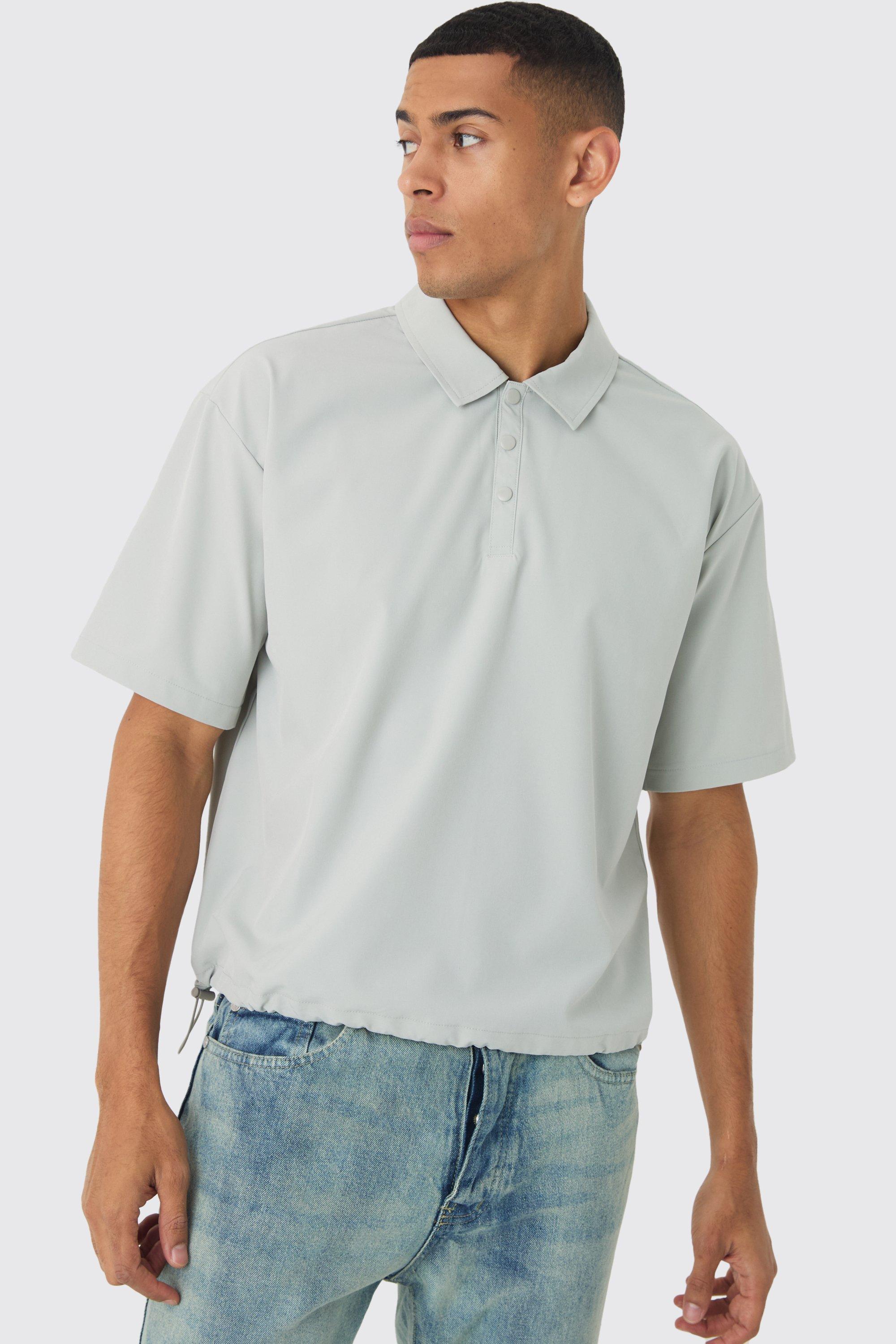 Technical Stretch Oversized Boxy Bungee Hem Shirt | boohooMAN USA Product Image