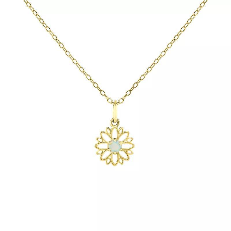 PRIMROSE Sterling Silver Opal Flower Pendant Necklace, Womens Gold Tone White Product Image