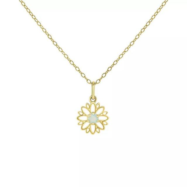 PRIMROSE Sterling Silver Opal Flower Pendant Necklace, Womens Gold Tone White Product Image