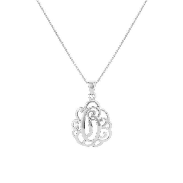 PRIMROSE Sterling Silver Monogram Initial Pendant Necklace, Womens Silver Tone H Product Image