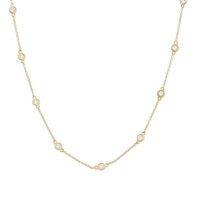 Rosabella 18k Gold-Over-Sterling Silver Cubic Zirconia Station Necklace, Womens Yellow Product Image