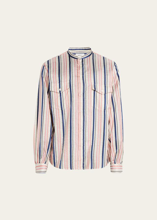 Mens Multi-Stripe Silk Sport Shirt Product Image