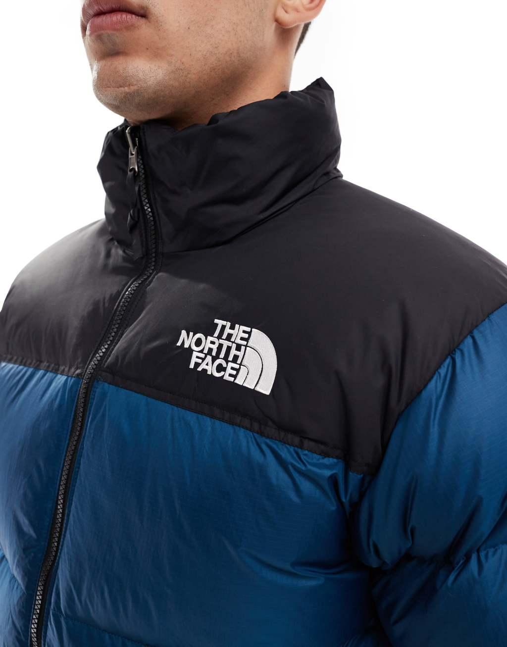 The North Face 1996 Retro Nuptse down puffer jacket in petrol blue and black Product Image