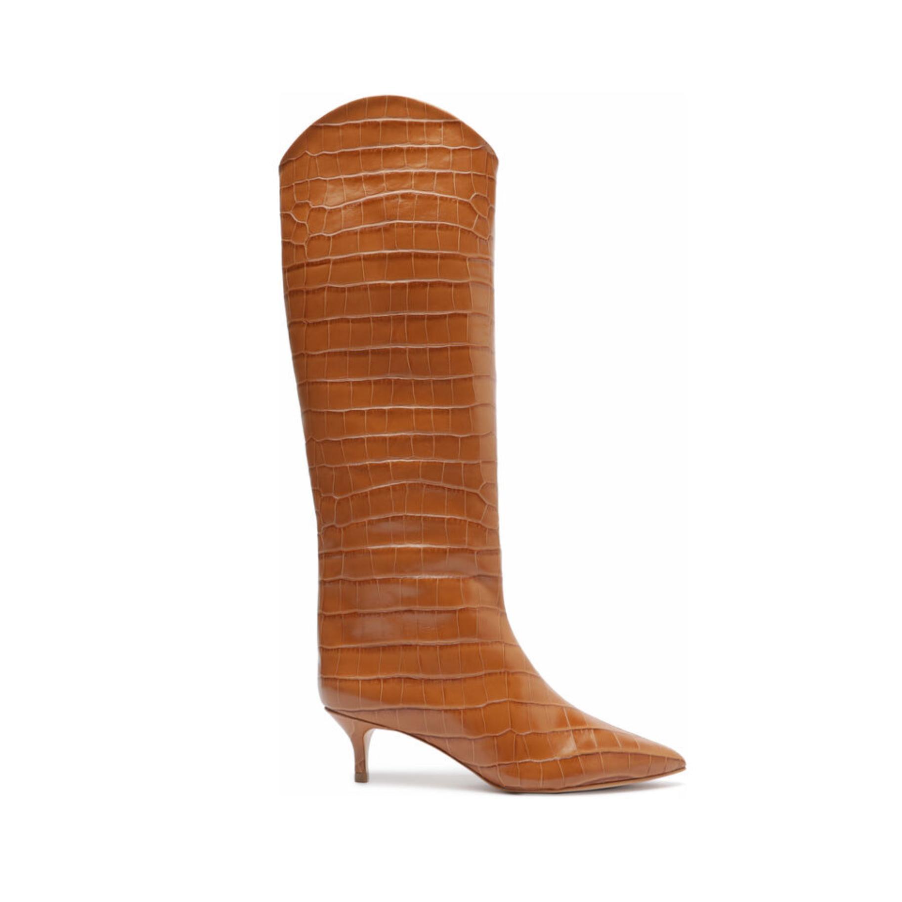 Maryana Lo Crocodile-Embossed Leather Boot Product Image