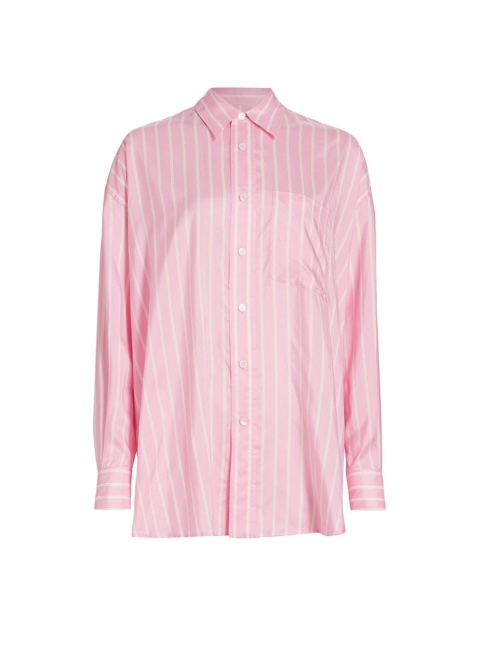 Womens Double Striped Silk Shirt Product Image