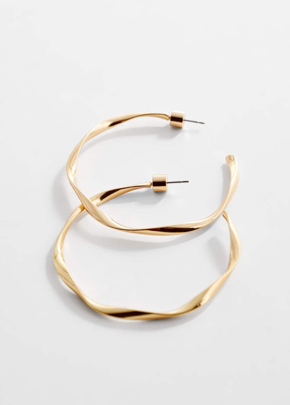 MANGO - Twisted hoop earrings - One size - Women Product Image