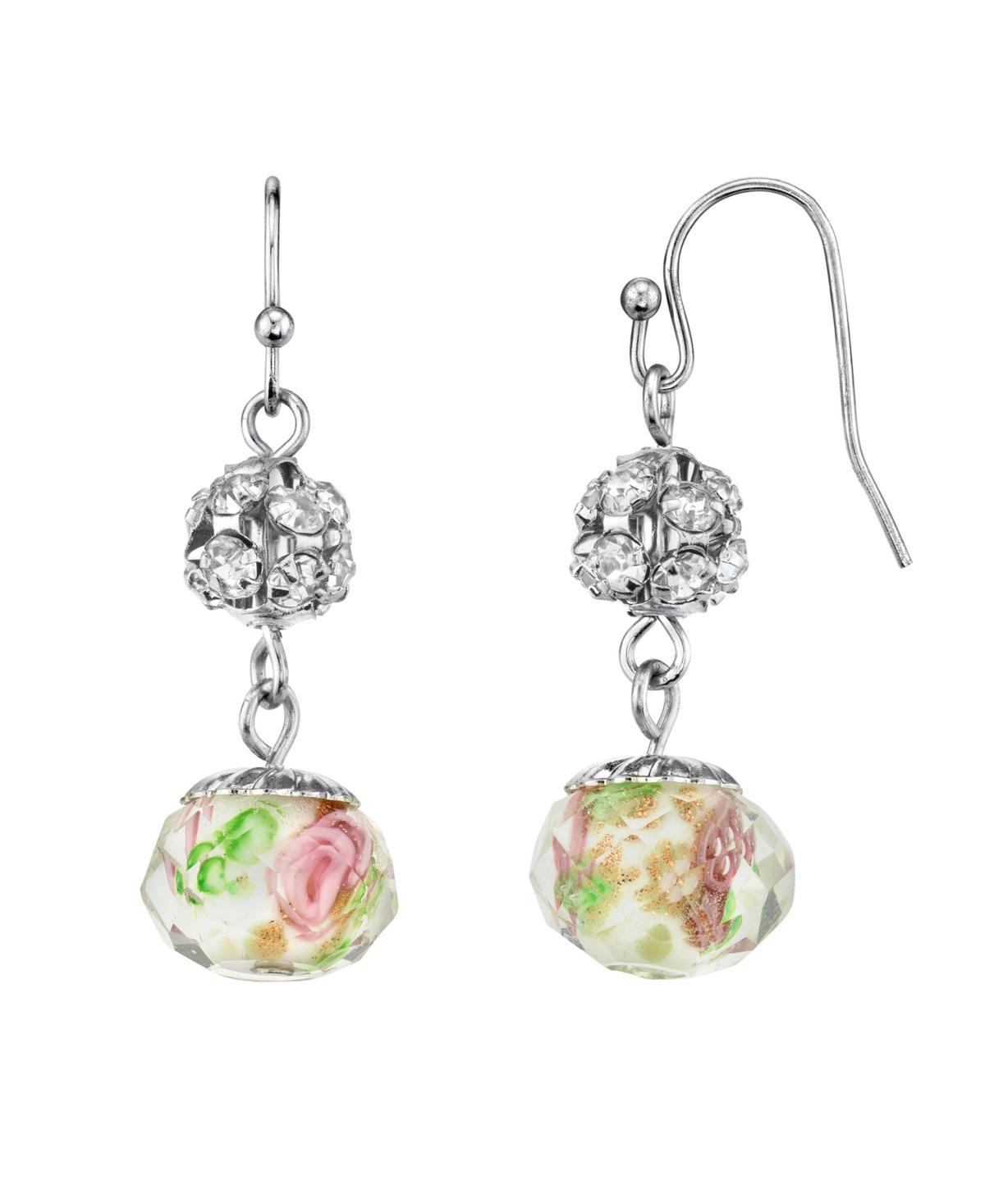 1928 Bead & Simulated Crystal Drop Earrings, Womens, White Product Image