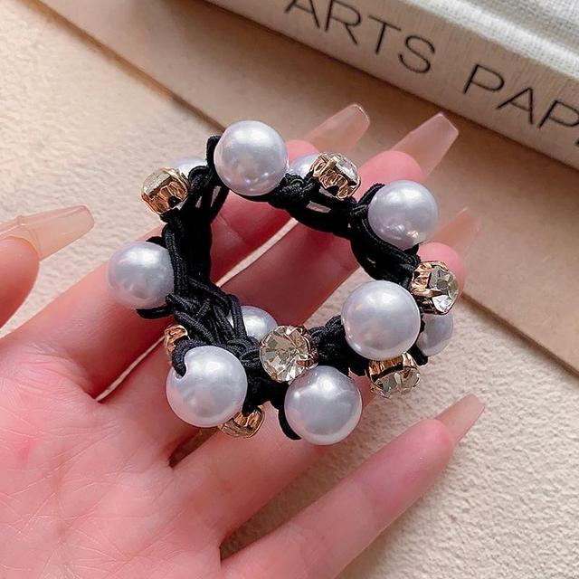 Faux Pearl Rhinestone Hair Tie Product Image