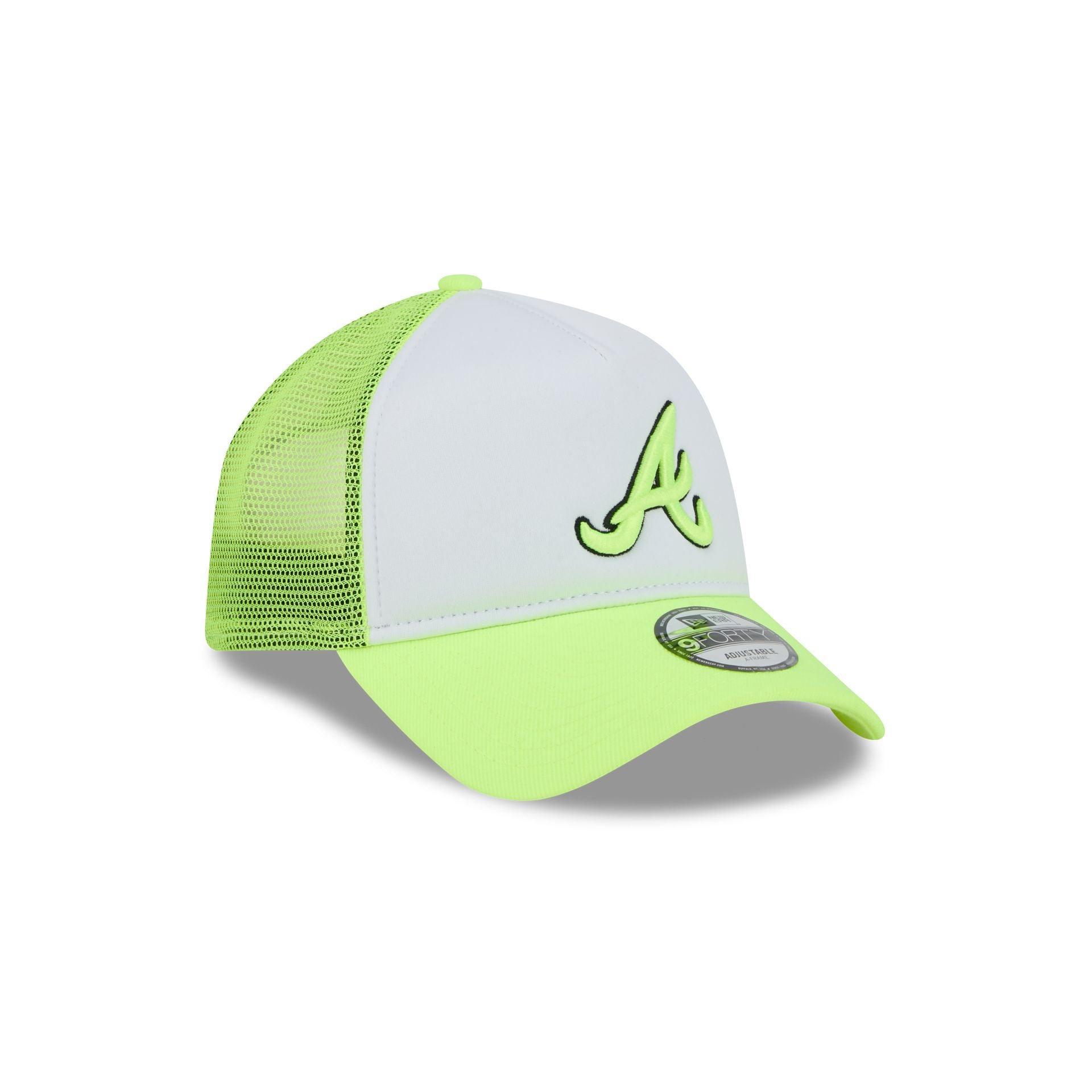 Atlanta Braves Hi Vis Doodle 9FORTY A-Frame Trucker Hat Male Product Image