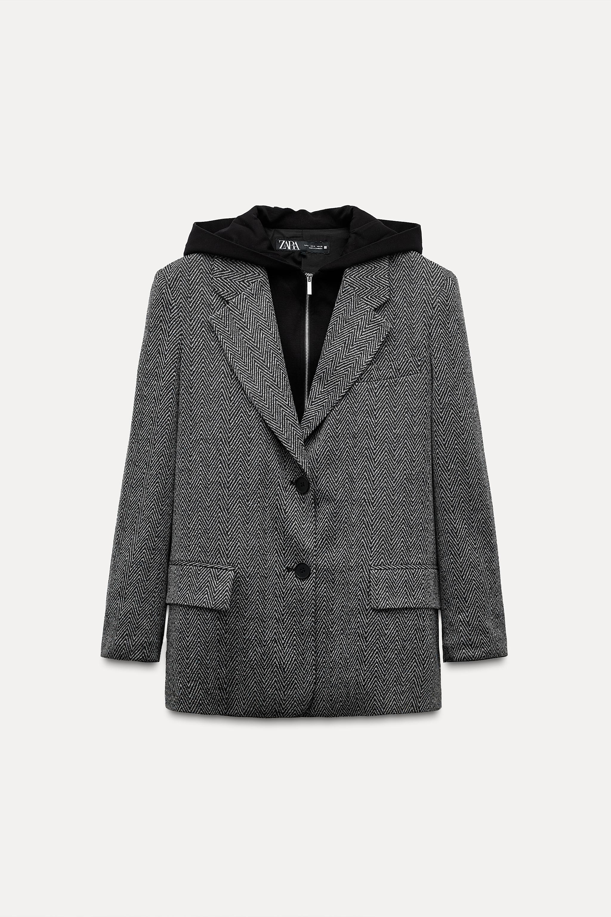 COMBINATION HOODIE HERRINGBONE BLAZER Product Image