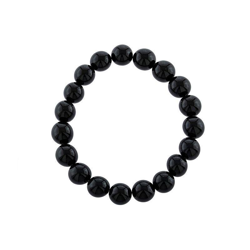 Main and Sterling 10 mm Gemstone Bead Bracelet, Womens Black Product Image