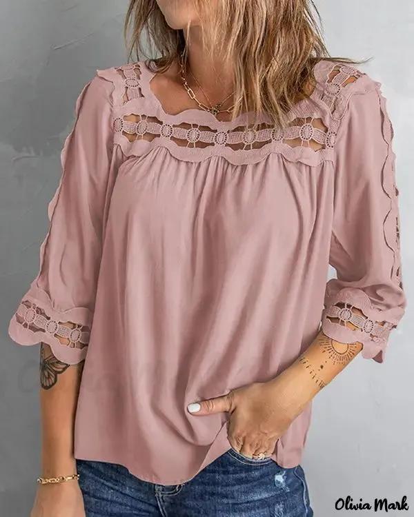 Olivia Mark – Casual guipure lace top Product Image