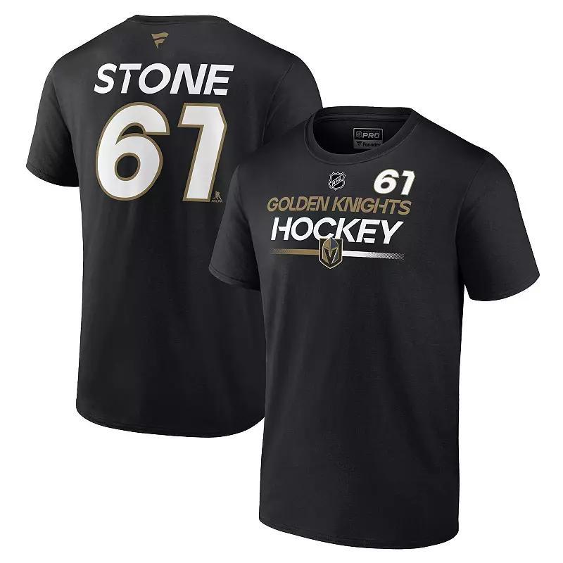 Mens Fanatics Branded Mark Stone Black Vegas Golden Knights Authentic Pro Prime Name & Number T-Shirt Product Image